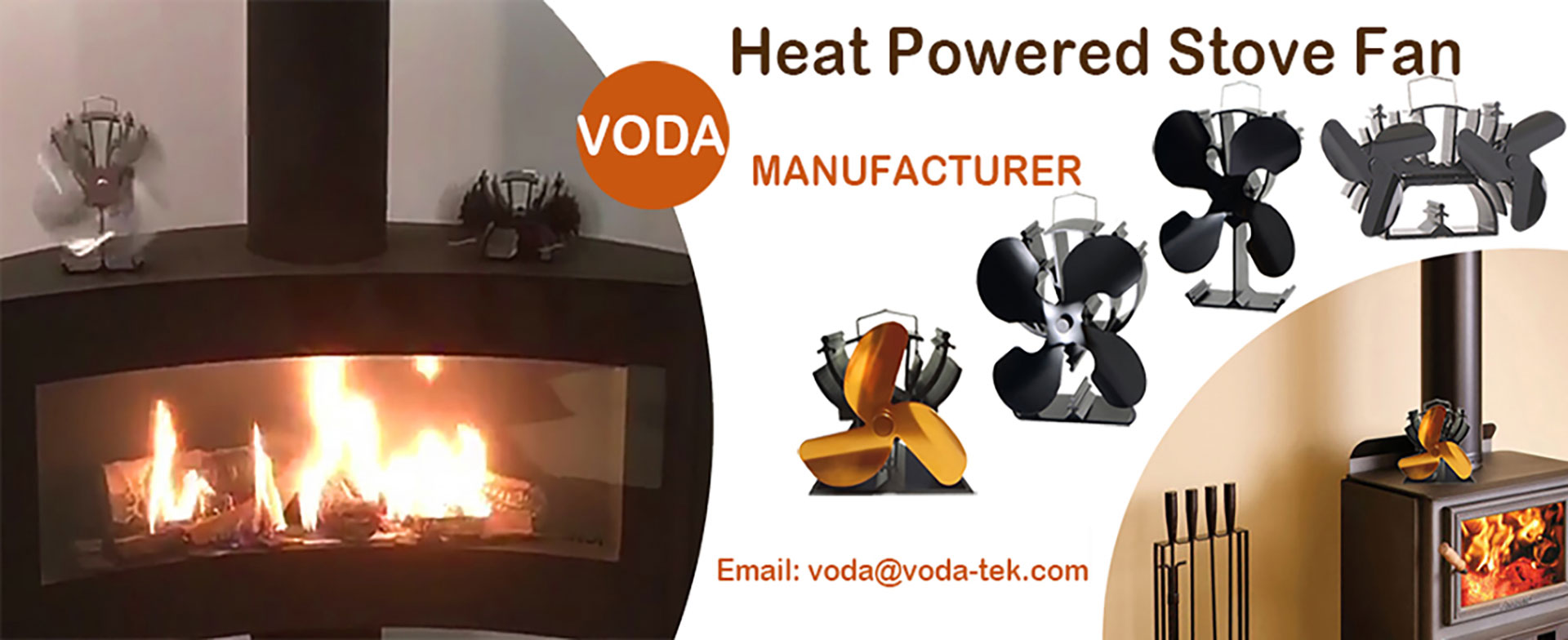 VODA 4.9 inches Mini Heat Powered Stove Fan for Small Space Wood/Log Silver 